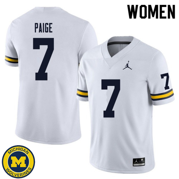 Womens University of Michigan #7 Makari Paige White College Game Jersey